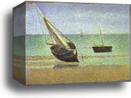 Boats. Bateux, maree basse, Grandcamp by Georges Seurat, Canvas Print