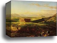 The Temple of Segesta with the Artist Sketching. Detail by Thomas Cole, Canvas Print