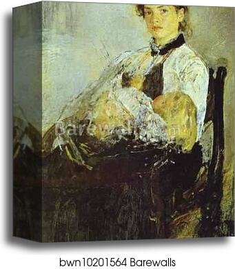 Portrait of Nadezhda Derviz with Her Child by Valentin Serov, Canvas Print