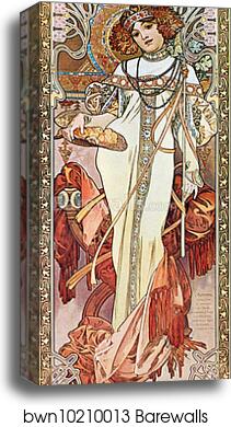Autumn by Alphonse Mucha, Canvas Print