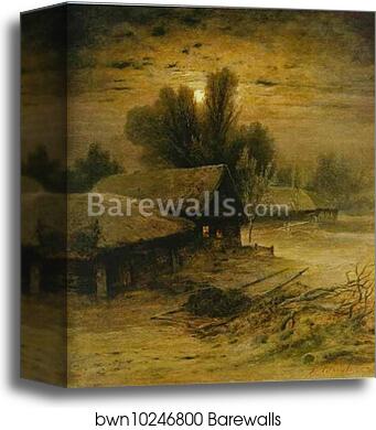Winter Night by Alexey Savrasov, Canvas Print