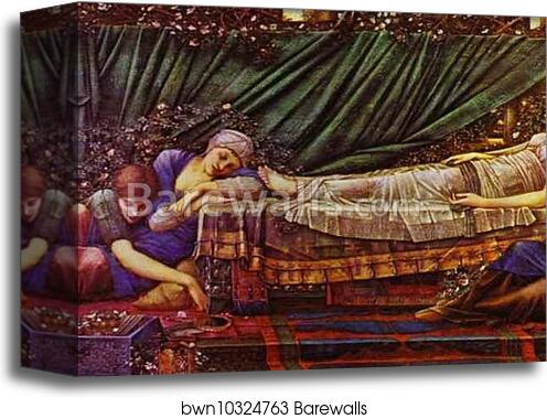 'The Briar Rose' series, IV: the Sleaping Beauty by Sir Edward Coley Burne-Jones, Canvas Print 'The Briar Rose' series, IV: the Sleaping Beauty by Sir Edward Coley Burne-Jones, Canvas Print