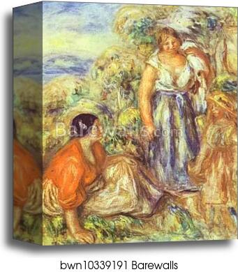 Two Women and a Child by Pierre-Auguste Renoir, Canvas Print
