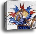 Les tr�s riches heures du Duc de Berry. Coronation of Mary. Detail by Limbourg Brothers, Canvas Print