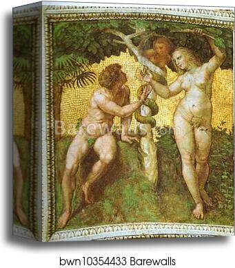 Adam and Eve (ceiling panel) by Raphael, Canvas Print