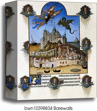 Les tr�s riches heures du Duc de Berry. St. Michael by Limbourg Brothers, Canvas Print