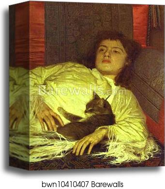 Girl with a Cat. (Portrait of Sophia Kramskaya) by Ivan Kramskoy, Canvas Print Girl with a Cat. (Portrait of Sophia Kramskaya) by Ivan Kramskoy, Canvas Print