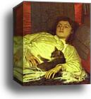 Girl with a Cat. (Portrait of Sophia Kramskaya) by Ivan Kramskoy, Canvas Print