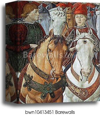 Procession of the Magus Balthazar. Detail by Benozzo Gozzoli, Canvas Print
