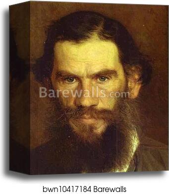 Portrait of Leo Tolstoy. Detail by Ivan Kramskoy, Canvas Print