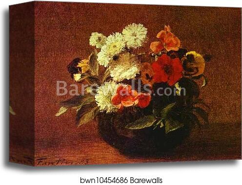 Flowers in an Earthenware Vase by Henri Fantin-Latour, Canvas Print