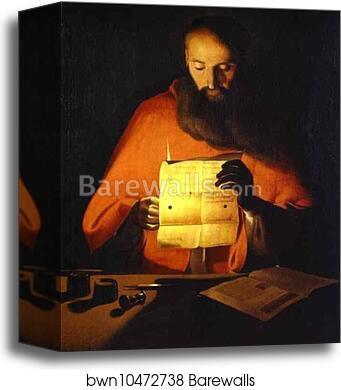St. Jerome Reading by Georges De La Tour, Canvas Print