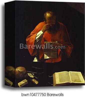 St. Jerome Reading by Georges De La Tour, Canvas Print