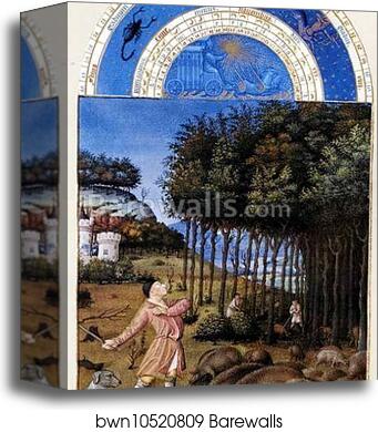 Les trÄ�s riches heures du Duc de Berry. November by Limbourg Brothers, Canvas Print