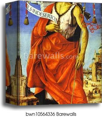 St. John the Baptist. Side panel of the Grifoni Polyptych by Francesco Del Cossa, Canvas Print