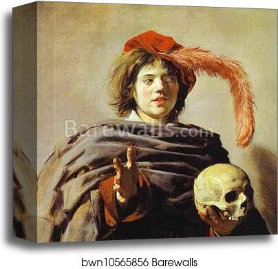 Young Man with a Skull (Vanitas) by Frans Hals, Canvas Print