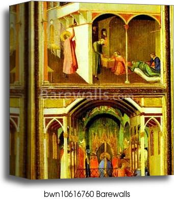 St. Nicholas Offers Three Girls Their Dowry and St. Nicholas is Elected Bishop of Mira by Ambrogio Lorenzetti, Canvas Print
