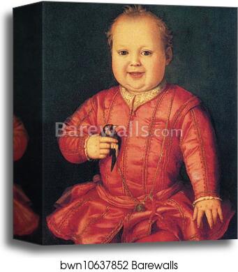 Portrait of Giovanni de'Medici as a Child Holding a Goldfinch by Agnolo Bronzino, Canvas Print