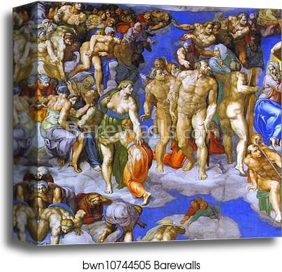 The Last Judgment. Detail by Michelangelo, Canvas Print