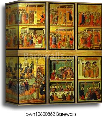 Maestà (back, detail of the central panel) by Duccio Di Buoninsegna, Canvas Print