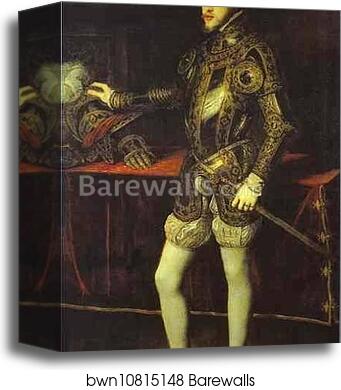 Portrait of Philip II in Armor by Titian, Canvas Print