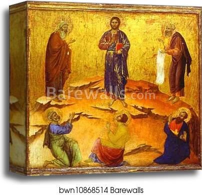 Maestà (back, predella) The Transfiguration of Christ by Duccio Di Buoninsegna, Canvas Print