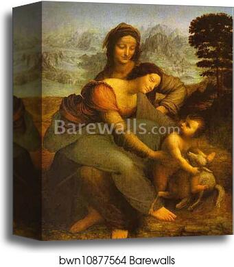 Virgin and Child with St. Anne by Leonardo Da Vinci, Canvas Print