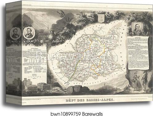 Dept. des Basse-Alpes by Victor Jules Levasseur, Canvas Print