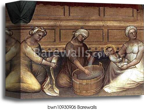 The Birth of John the Baptist. Detail by Giusto De’ Menabuoi, Canvas Print