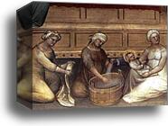 The Birth of John the Baptist. Detail by Giusto De’ Menabuoi, Canvas Print