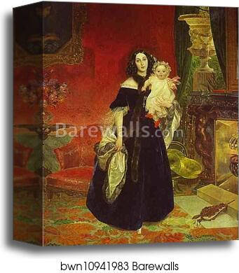 Portrait of M. A. Beck and Her Daughter M.I. Beck by Karl Brulloff, Canvas Print