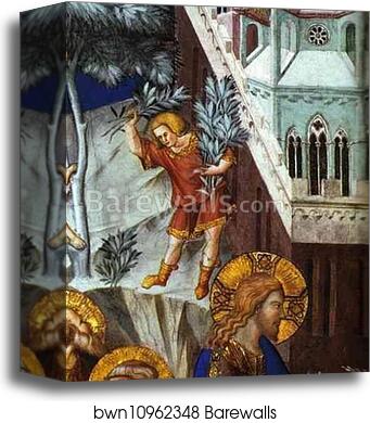 Entry of Christ into Jerusalem. Detail by Pietro Lorenzetti, Canvas Print