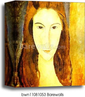 Portrait of Jeanne Hébuterne (1898 -1920), Common-Law Wife of Amedeo Modigliani by Amedeo Modigliani, Canvas Print