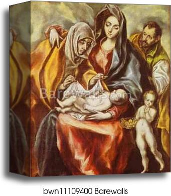 The Holy Family with St. Anne and the Young St. John the Baptist by El Greco, Canvas Print