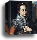 Portrait of Amilcare, Minerva and Asdrubale Anguissola. Detail by Sofonisba Anguissola, Canvas Print