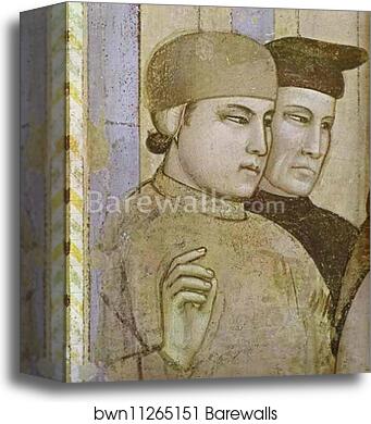Death of St. Francis and Inspection of Stigmata. Detail by Giotto, Canvas Print