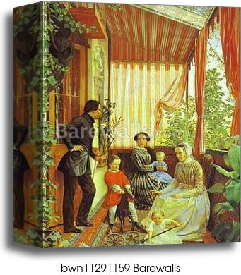 Self-Portrait with the Family. On the Balcony by Fedor Slavyansky, Canvas Print
