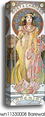 Moet & Chandon by Alphonse Mucha, Canvas Print