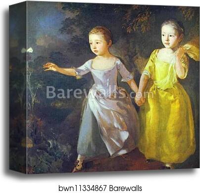The Painter's Daughters, Margaret and Mary, Chasing Butterfly by Thomas Gainsborough, Canvas Print