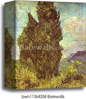 Two Cypresses. Saint-Rémy by Vincent Van Gogh, Canvas Print