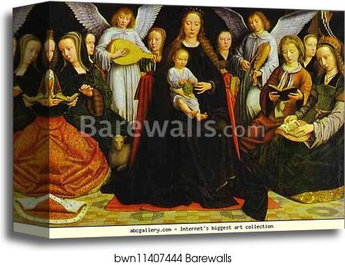 Madonna with Angels and Saints by Gerard David, Canvas Print