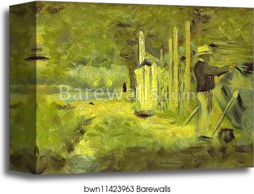 Man Cleaning His Boat by Georges Seurat, Canvas Print