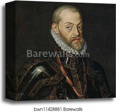 Portrait of King Philip II. Detail by Sofonisba Anguissola, Canvas Print