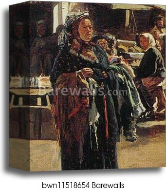 Midday. Study for the painting "Flea market in Moscow". Detail by Vladimir Makovsky, Canvas Print