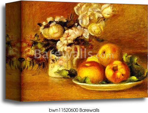 Apples and Flowers (Les pommes et fleurs) by Pierre-Auguste Renoir, Canvas Print