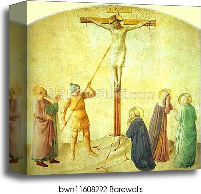 St. Dominic with the Crucifix - Piercing of the Christ's Side by Fra Angelico, Canvas Print