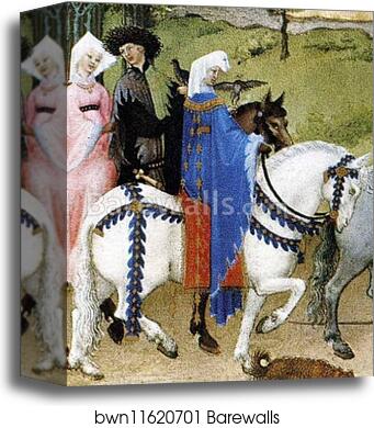 Les trÄ�s riches heures du Duc de Berry. August. Chateau d'Etampes. Detail by Limbourg Brothers, Canvas Print