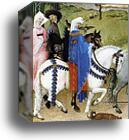 Les tr�s riches heures du Duc de Berry. August. Chateau d'Etampes. Detail by Limbourg Brothers, Canvas Print