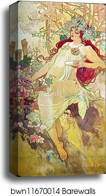 Autumn by Alphonse Mucha, Canvas Print