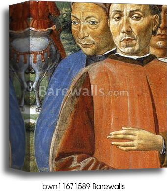 St. Augustine Departing for Milan. Detail by Benozzo Gozzoli, Canvas Print